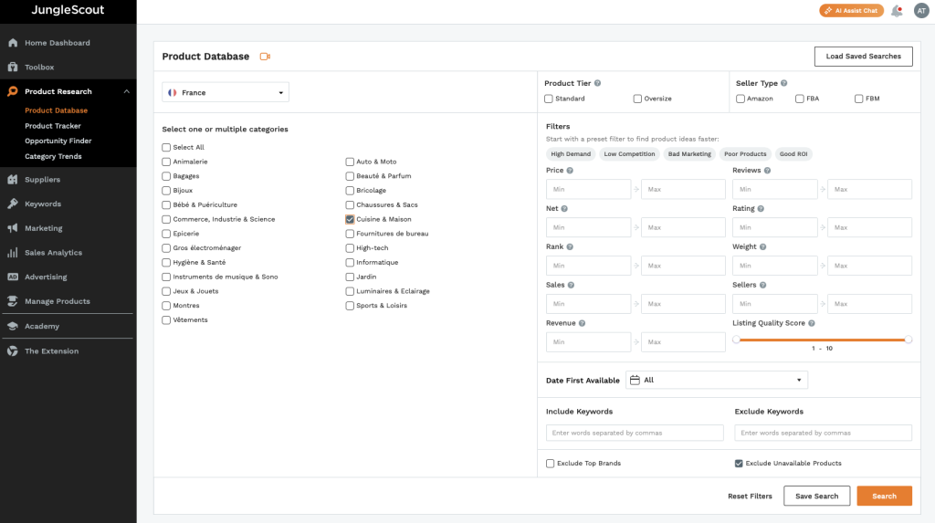 interface junglescout
